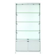Silver Panorama Glass Display Cabinets - Tall Extra Wide With Storage