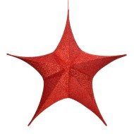 Extra Large Hanging Glitter Star - Red - 180cm