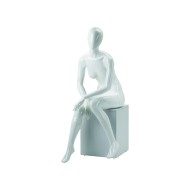 Realistic Gloss White Female Faceless Mannequin - Sitting