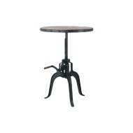 Blue City Cast Iron & Wood Circular Table with Adjustable Height - 75 x 76 x 76cm